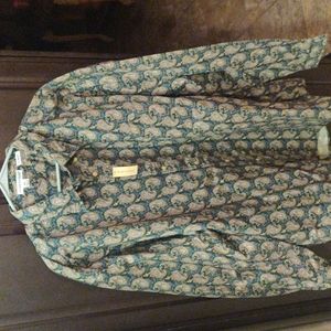 New Big Man New Ivy Brand, XXL Slim Fit, Green, Burgundy Paisley, Long Sleeve,